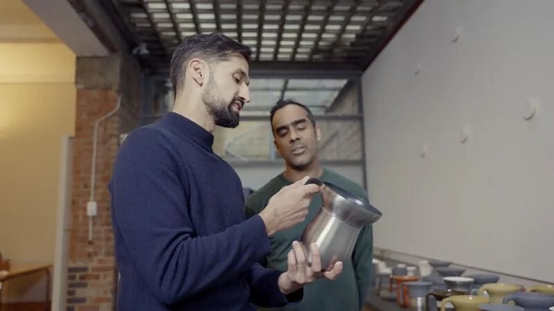 Loka founders Anish and Nikhil with the Chai Maker